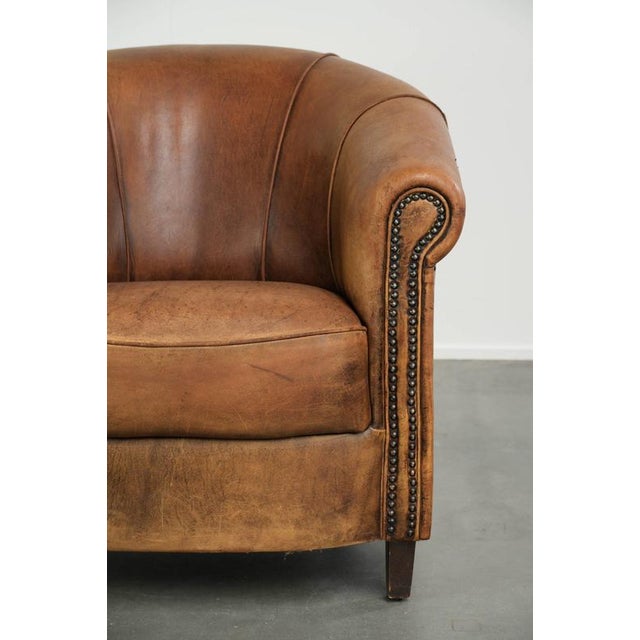 Vintage Sheepskin Club Armchair For Sale - Image 9 of 15