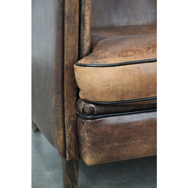 Vintage Club Chair in Sheepskin Leather For Sale - Image 10 of 14