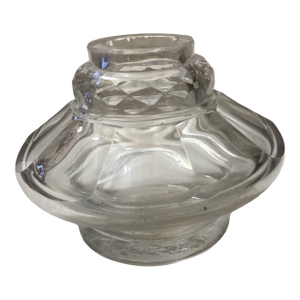 Antique Diamond-Cut and Flared Round Glass Inkwell