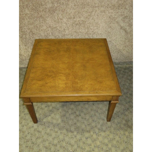 Baker Furniture Company Vintage Baker Burl Wood Table Mid Century Square Coffee 4 Drawers MCM For Sale - Image 4 of 13