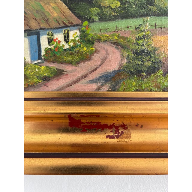Vintage Original Cottage Landscape Oil Painting - Signed For Sale - Image 6 of 12