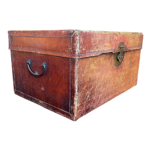 Qing Dynasty (Pre-1900) Lightweight Lacquered Leather Trunk.