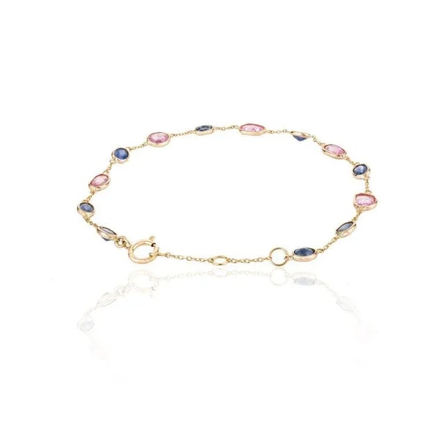 Not Yet Made - Made To Order 4.25 Carats Uncut Multi Sapphire Rainbow Bracelet in 18k Gold For Sale - Image 5 of 13