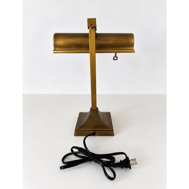 2000 - 2009 2010s Aged Brass Bankers or Library Lamp For Sale - Image 5 of 18