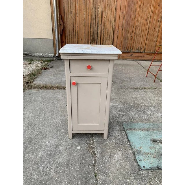 Old German marble-top nightstand or end table. Old German marble-top nightstand or can be used as end table - has a single...