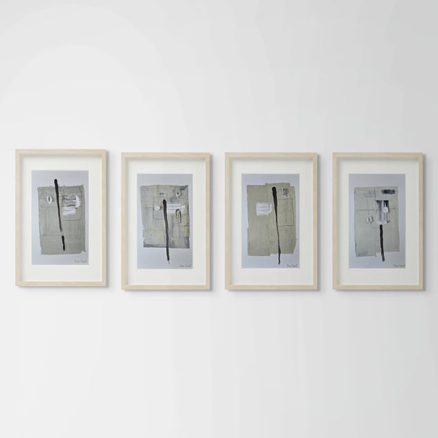 Set of 4 - One-of-a-Kind Contemporary Abstract Original Neutral Color Palette Oil Paintings / Earth Tones For Sale - Image 11 of 11