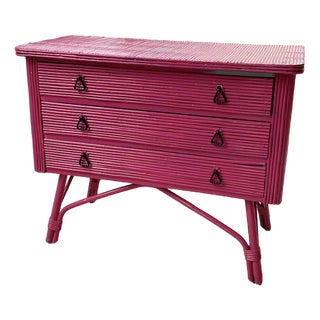 Vintage Pink Rattan Chest of Drawers, 1950s For Sale