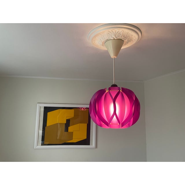 Mid-Century Modern Violet Lilac Acrylic Hanging Lamp attributed to Bonita, 1970s For Sale - Image 4 of 12
