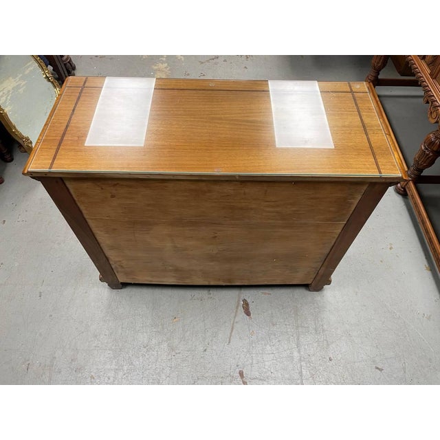 Brown Antique Hand Carved Sideboard Cabinet, Berkey & Gay, Jacobean Revival, Walnut + Burl Wood, Glass Top, Attributed For Sale - Image 8 of 8