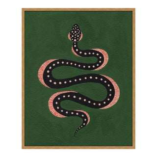 Apple the Snake by Willa Heart in Gold Framed Paper, Large Art Print For Sale