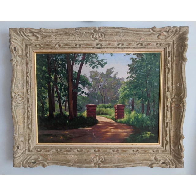 Vintage Original Landscape Oil Painting on Canvas in an Ornate Frame Signed by the Artist, L. Fischer