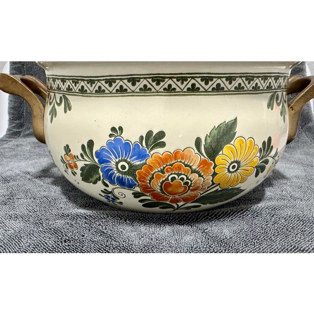 Vintage Asta Enamelware 2 Qt Dutch Oven Old Amsterdam Floral Casserole Pot Lid For Sale - Image 12 of 12