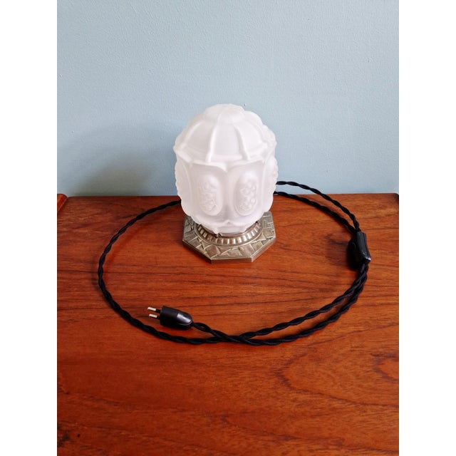 Art Deco Night Light in Nickel-Plated Bronze and Frosted Glass, 1920s For Sale - Image 17 of 18