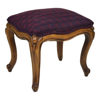 Vintage French Style Footstool Ottoman With Cabriolet Legs For Sale