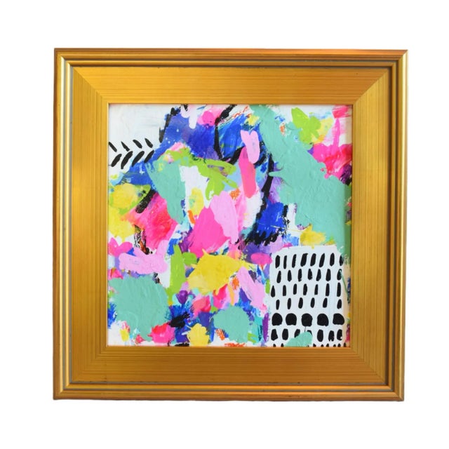 2020s Contemporary Modern Abstract Oil Painting W/ Antiqued Gold Wood Frame For Sale - Image 5 of 7