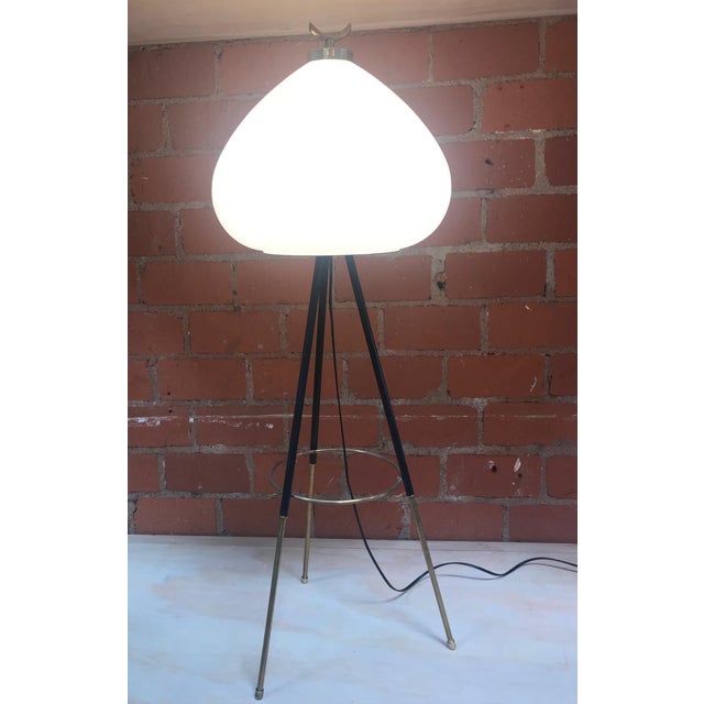 Tripod Floor Lamp In Brass And Milk Glass Italy 1960s Chairish