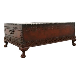 1980s Attributed to Ralph Lauren Dalton Leather Clad Cocktail Coffee Table For Sale