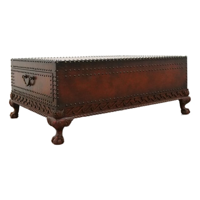 1980s Attributed to Ralph Lauren Dalton Leather Clad Cocktail Coffee Table For Sale