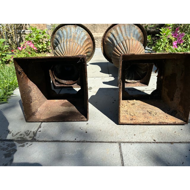 Late 20th Century Late 20th Century Neoclassical Cast Iron Urns on Plinths - A Pair For Sale - Image 5 of 12