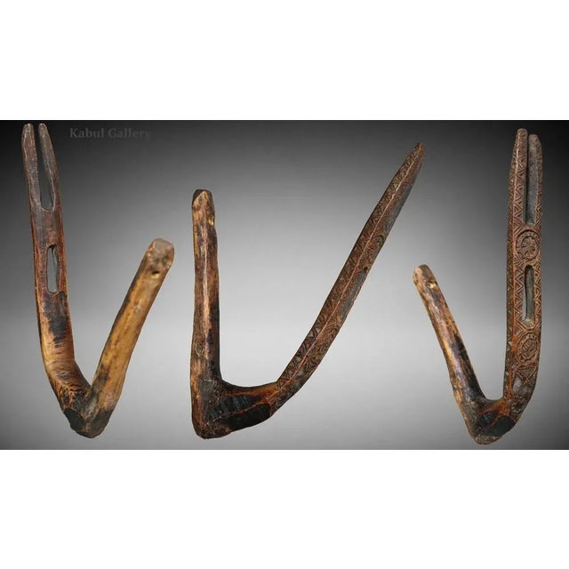 Antique Afghanistan Hand-Carved Hook Nuristan, 1890s For Sale - Image 11 of 13