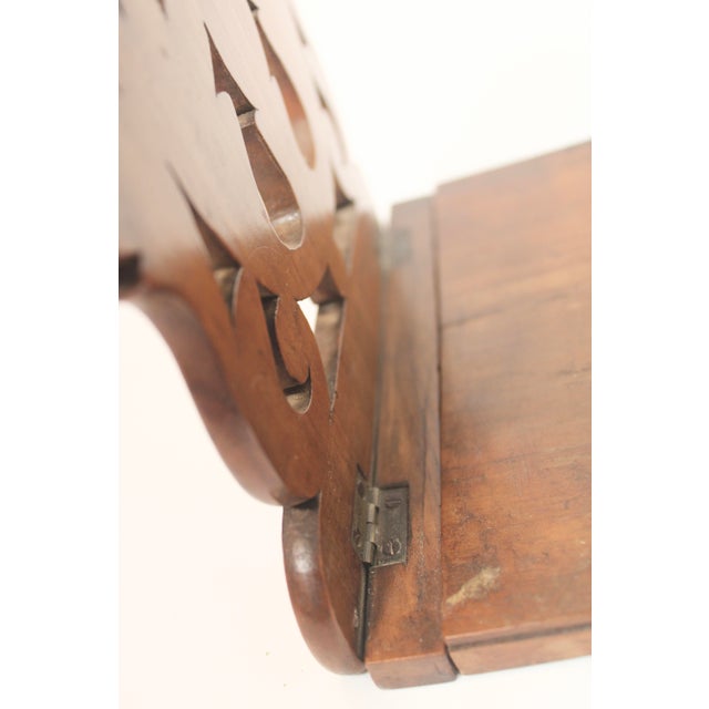 Wood Antique English Hand Carved Wooden Folding Book Shelf For Sale - Image 7 of 12