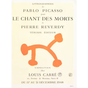 1957 After Pablo Picasso, Poster "Lithographs by Picasso for Exhibition at Louis Carre in 1948"