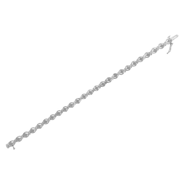 Early 21st Century Sterling Silver Diamond Cluster Link Bracelet (1 cttw, I-J Color, I2-I3 Clarity) For Sale - Image 5 of 7
