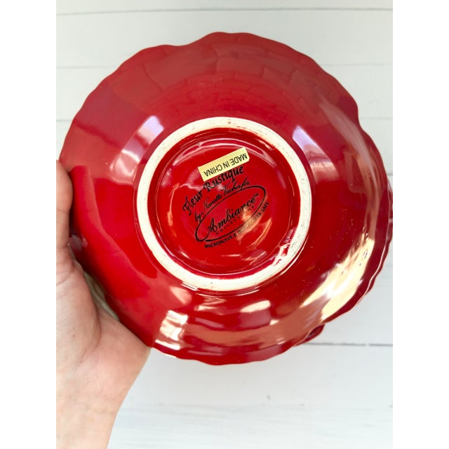 Stunning Fleur Rustique Red Poppy Figural Serving Bowl, designed by Nanette Vacher for Ambiance Collections. This vibrant,...