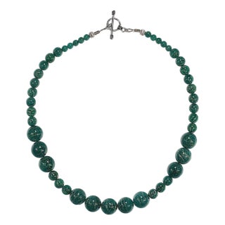 Ajd 17 Inch Deep Green Amazonite Graduated Necklace Great Gift! For Sale