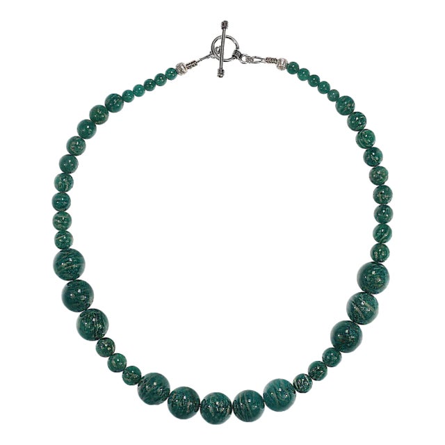 Ajd 17 Inch Deep Green Amazonite Graduated Necklace Great Gift! For Sale