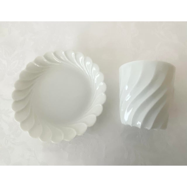 Mid 20th Century Vintage Haviland Limoges France White Porcelain Demitasse Cup and Saucer Mint Condition. For Sale - Image 5 of 14