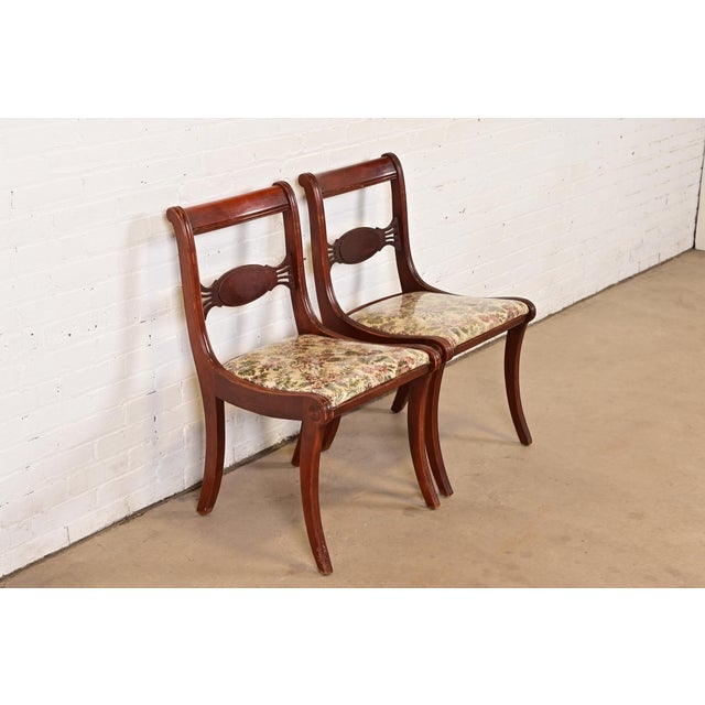Kindel Furniture Kindel Furniture Style Regency Carved Mahogany Side Chairs or Dining Chairs, Pair For Sale - Image 4 of 11