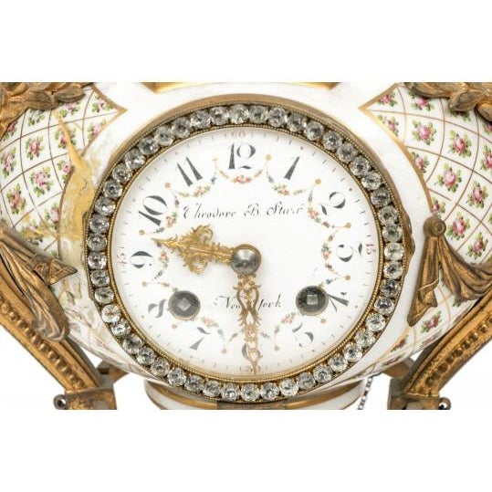 Ceramic 19th C. French Louis XVI Sèvres-Style Porcelain & Ormolu Mantel Clock, Signed Theodore B. Starr Ny For Sale - Image 7 of 18