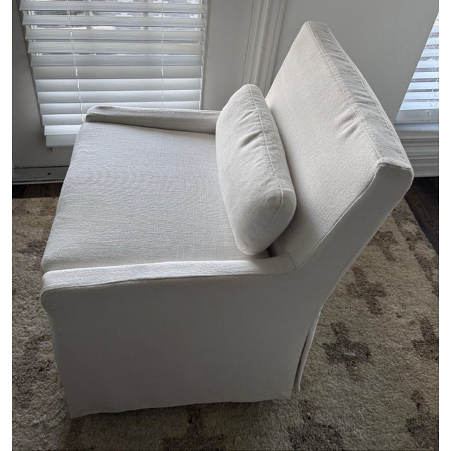 Rh Belgian Track Arm Slipcovered Dining Chairs in White Perennials Performance Linen - Set of 6 For Sale - Image 10 of 11