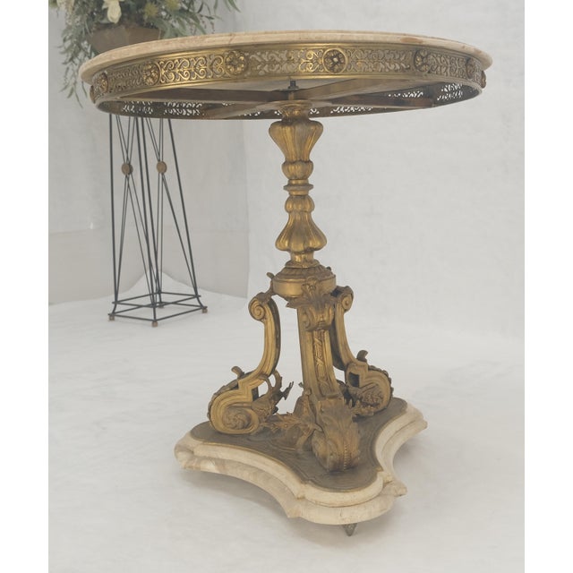 Marble & Bronze Base Fine Gueridon Side End Lamp Stand Mint For Sale - Image 10 of 11
