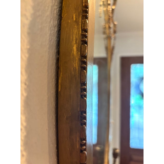 Neoclassical Antique Adam-Style Guiltwood Oval-Style Mirror For Sale - Image 3 of 7