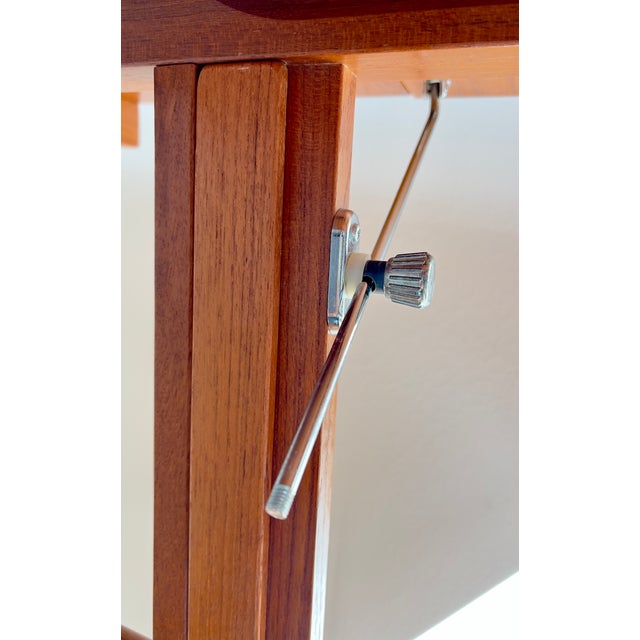 1980s Danish Modern Teak Adjustable Rolling Architect's Desk, BRDR Furbo for Levenger, 1980s For Sale - Image 5 of 8