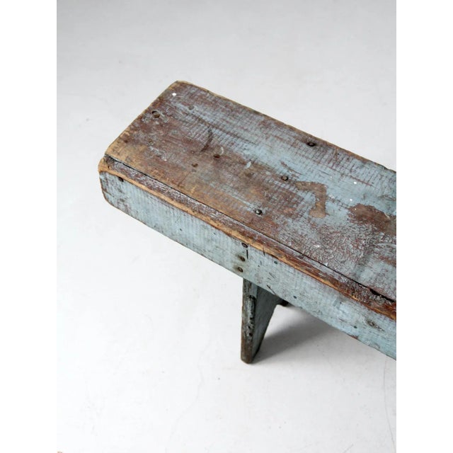 Antique Primitive Painted Blue Bench For Sale - Image 6 of 12