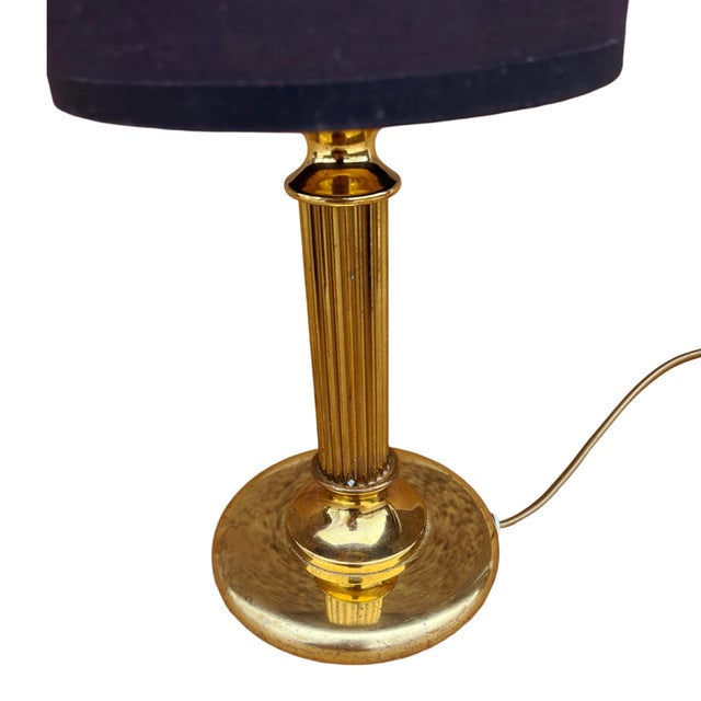 Brass Night Lamp, Table Lamp With Lampshade, Germany, 1970s. For Sale - Image 12 of 12