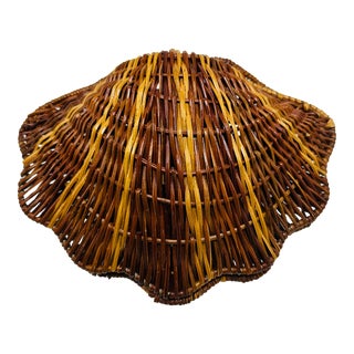 Vintage Wicker Shell Basket For Sale