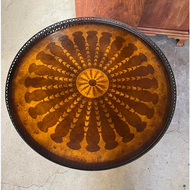 Round Inlaid Table Attributed to Theodore Alexander For Sale - Image 9 of 11