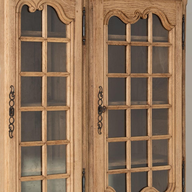 Brown 20th Century Bleached Oak Large French Bookcase Display Cabinet For Sale - Image 8 of 15