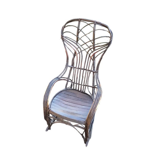 Antique Bentwood Hickory & Oak Twig Rocker For Sale In Baltimore - Image 6 of 6