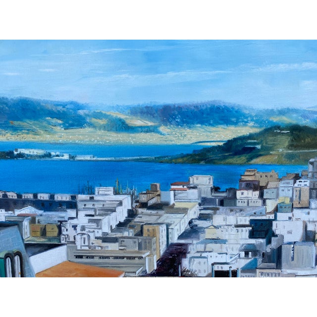 Textile Large Paul Van De Pol San Francisco, California Coit Tower Oil Painting, 1974 For Sale - Image 7 of 14