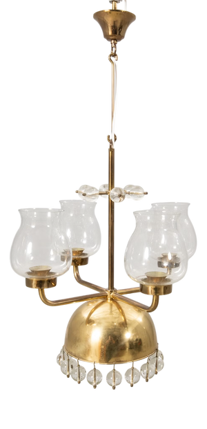 Vintage Swedish Pendant in Brass and Glass by Erik Höglund, 1960