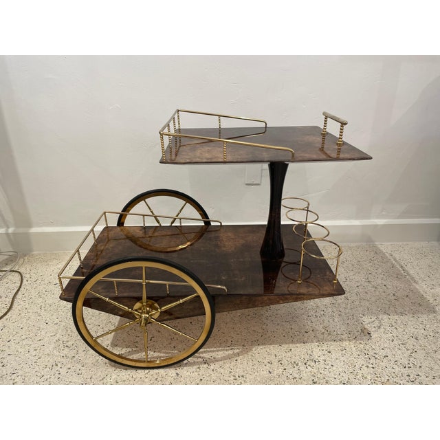 1960s Aldo Tura Geometric Design Bar Cart For Sale - Image 5 of 18