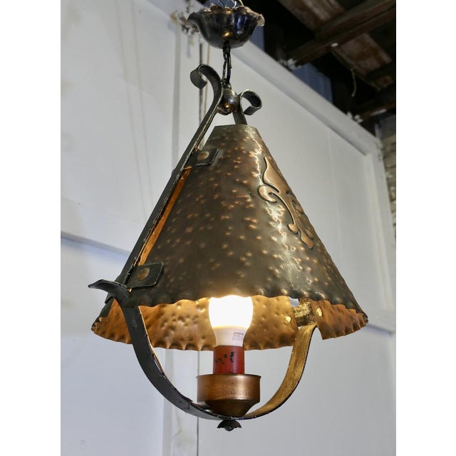 Metal French Arts and Crafts Gothic Copper Lantern, 1890s For Sale - Image 7 of 9