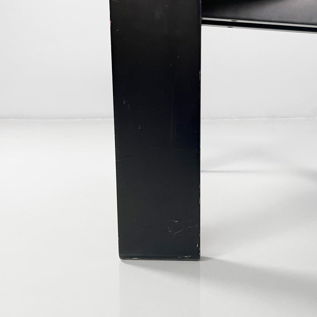 Modern Italian Black Wood and Yellow Fabric Chairs Golem attributed to Vico Magistretti for Poggi, 1970s, Set of 2 For Sale - Image 18 of 18