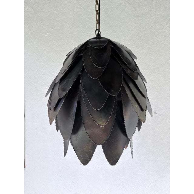 Brutalist Welded Metal Flower Pendant Light, 1970s For Sale - Image 18 of 18
