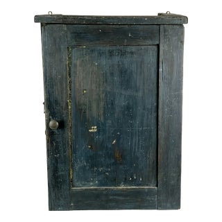 Mid 19th Century An Antique Farmhouse Primitive Cupboard in Blue For Sale